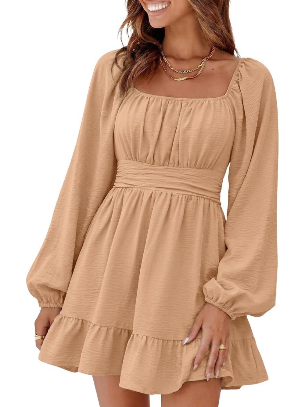 Chic Off-Shoulder Lantern Sleeve Mini Dress for Summer & Beyond